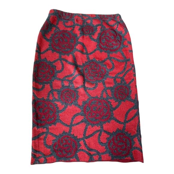 Dries Van Noten Knit Pencil Skirt Rose M Red Grey EUC - Picture 2 of 12